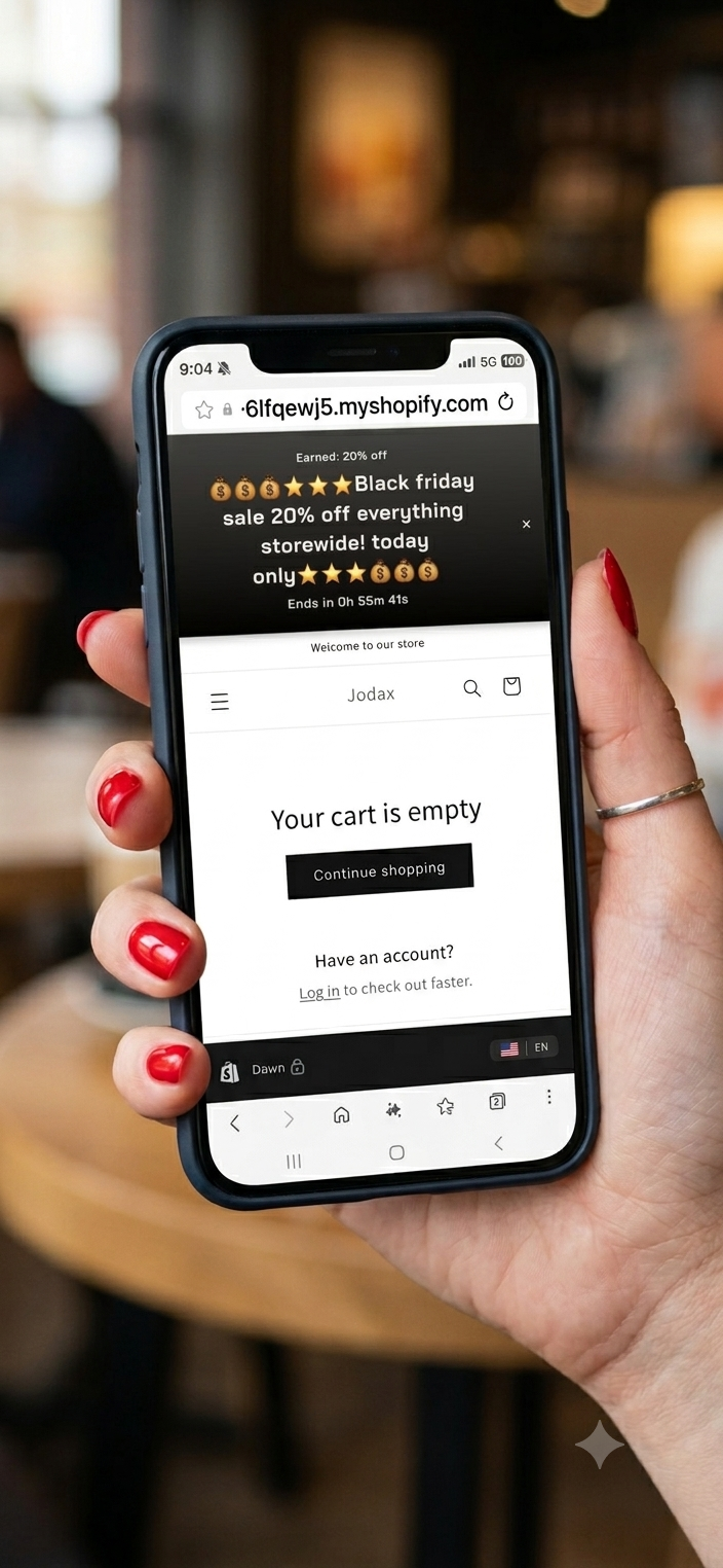 Black Friday storewide sale banner on mobile