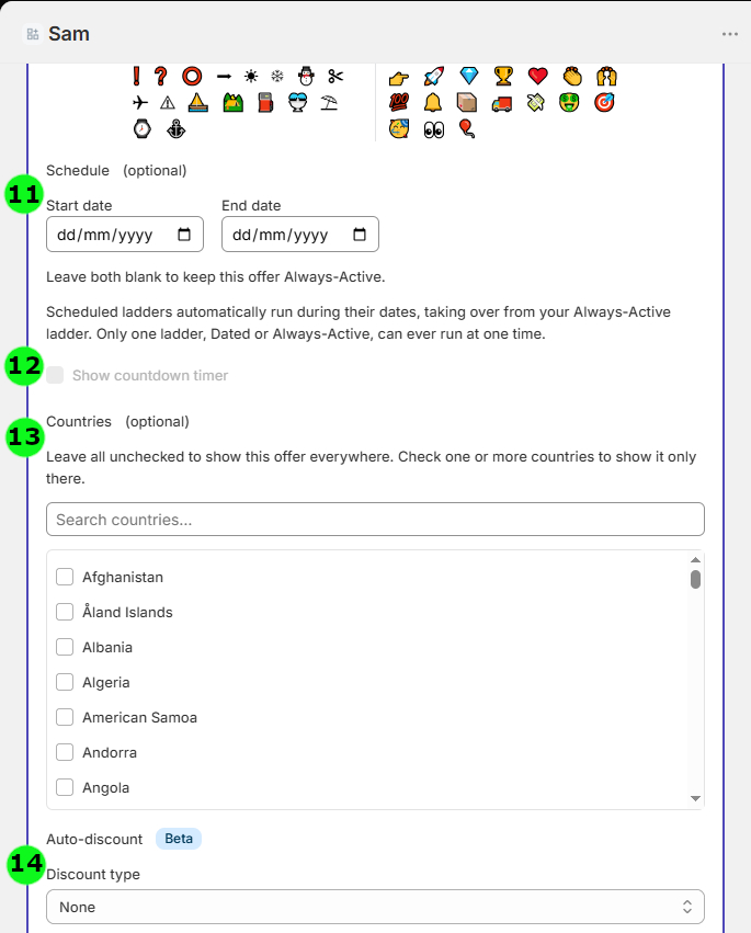 Offer creator, part 3 (numbered)