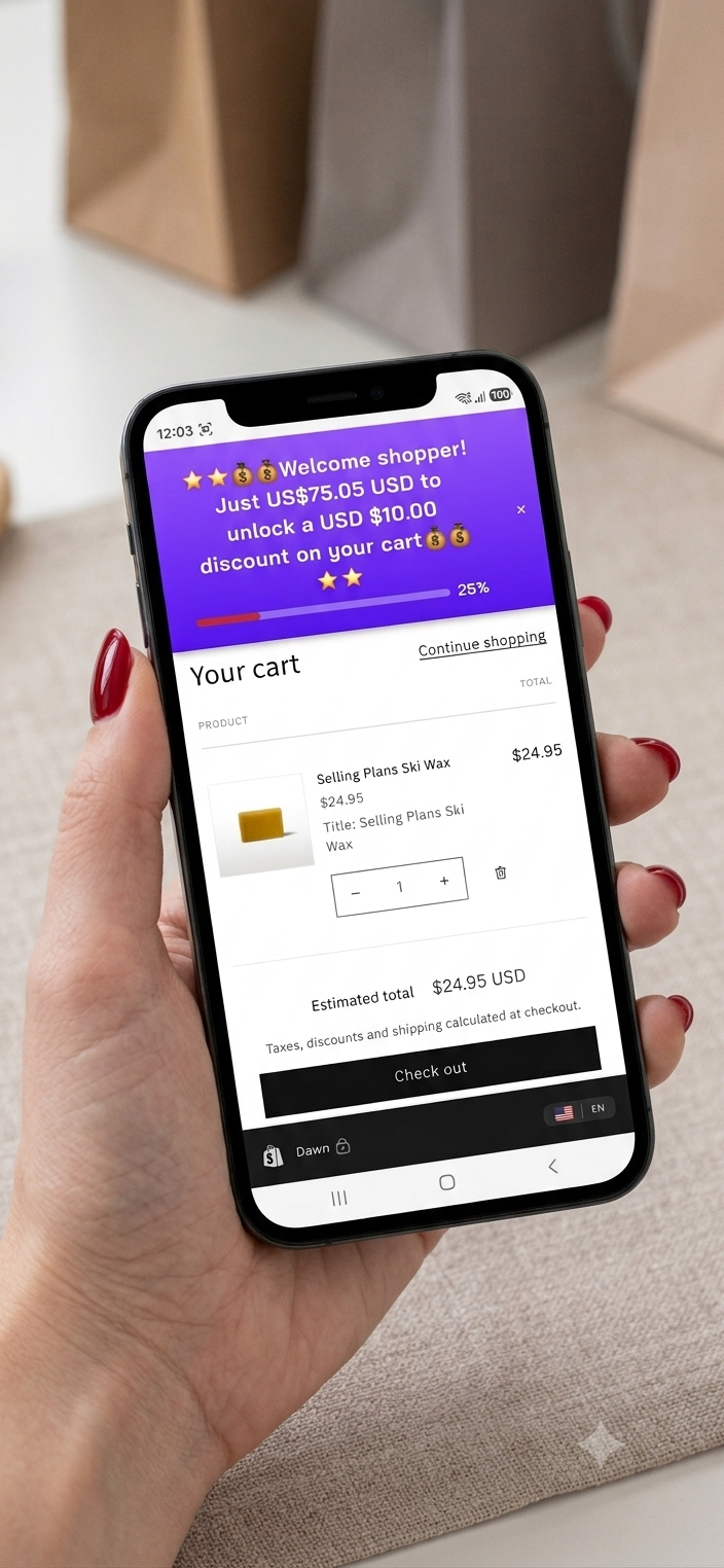 Fixed amount intro: welcome, spend to earn USD 10 off