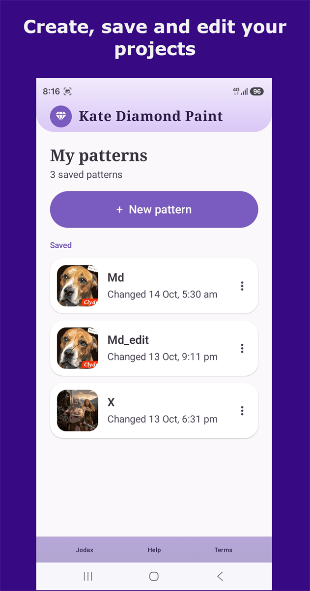 Kate's library of saved pattern projects